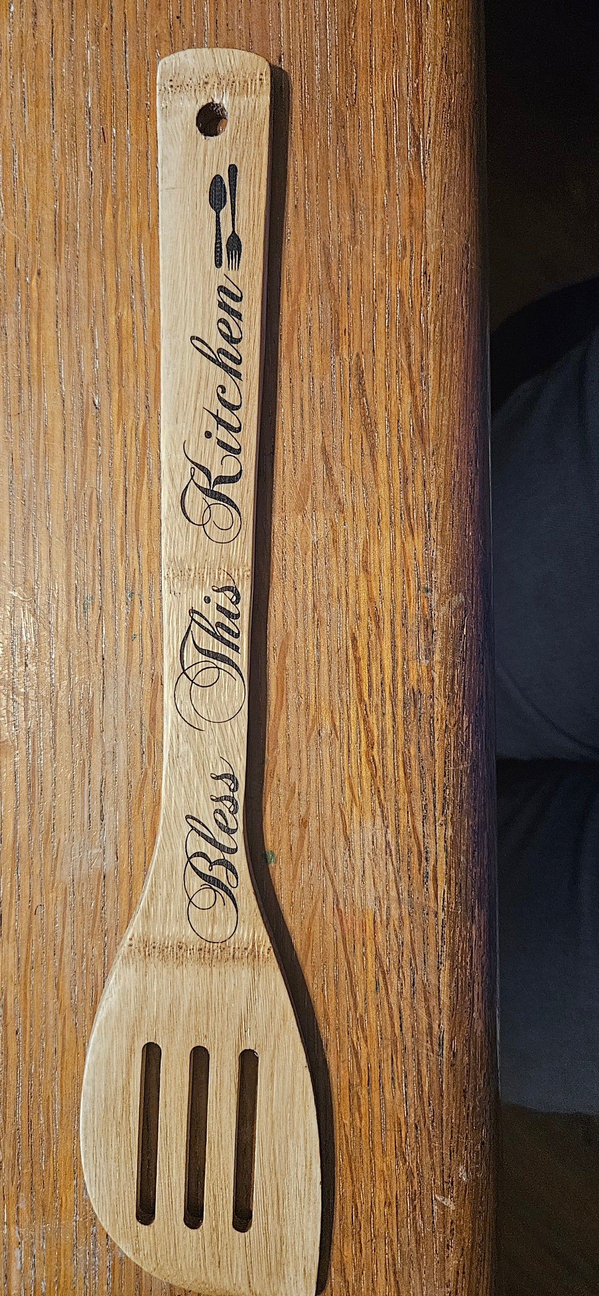 Engraved wooden spoon