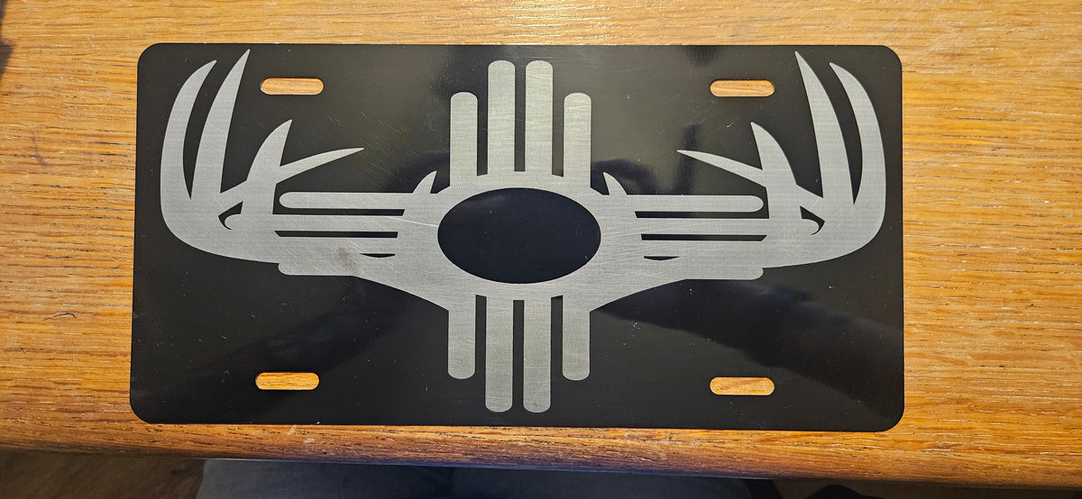Engraved license plate.