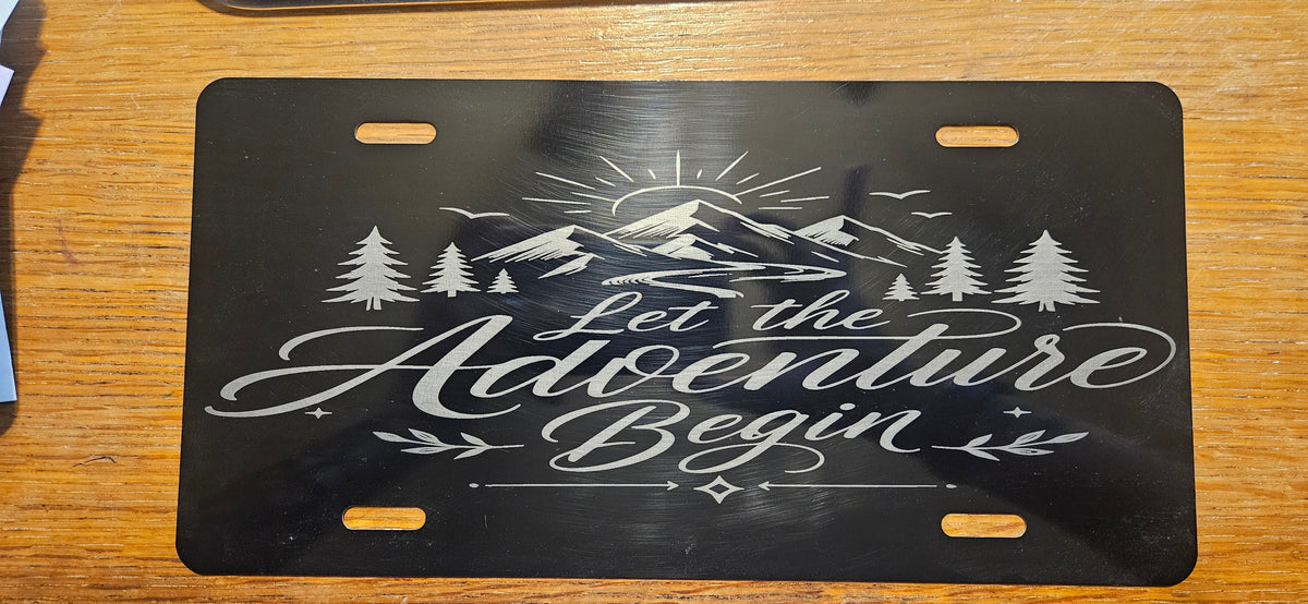 Engraved license plate.